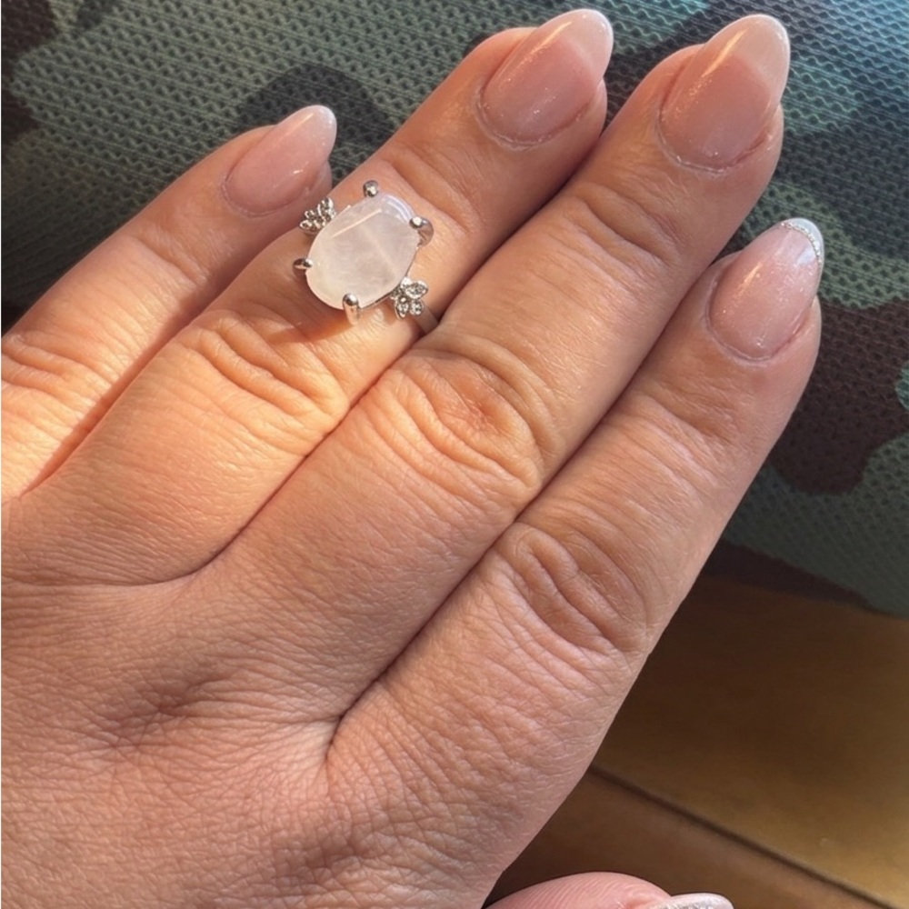 Size 8 Rose Quartz Silver Ring